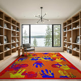 Vibrant Handprint Multi-Color Area Rug