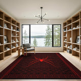 Red Red Spider Web Geometric Area Rug