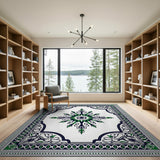 Traditional Persian Ornate Green Medallion Persian Area Rug