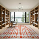 Red Bold Red Geometric Grid Area Rug