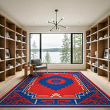 Red Blue Southwestern Geometric Area Rug