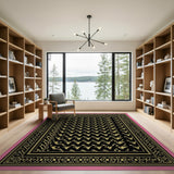 Gold Heritage Tribal Pattern Black Area Rug