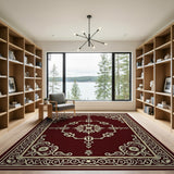 Maroon Traditional Persian Area Rug with Ornate Borders
