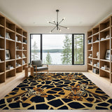 Golden Giraffe Heads Geometric Area Rug