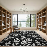 Intricate Black White Fractal Area Rug