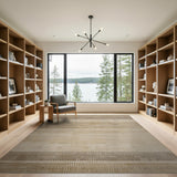 Geometric Modern Beige and Neutral Beige Striped Textured Woven Area Rug