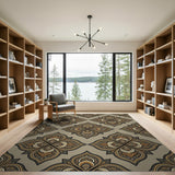 Intricate Grey Mandala Pattern Area Rug