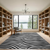 Modern Wavy Lines Black White Area Rug