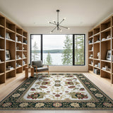 Ivory Persian Floral Area Rug with Dark Border