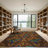 Multi-color and Patterns Rainbow Compass Star Area Rug