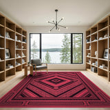 Bold Pink Black Geometric Framed Area Rug