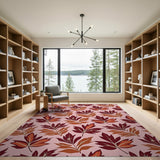 Blush Pink Maple Leaf Pattern Area Rug