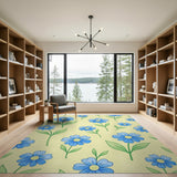 Sunny Yellow Blue Cornflower Kids Area Rug