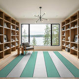 Teal Vertical Stripe Area Rug