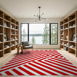 Red Bold Red Geometric Zigzag Area Rug