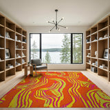 Vibrant Wavy Multi-Color and Patterns Area Rug