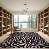 Pink Squiggle Abstract Area Rug