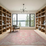 Blush Pink Persian Floral Medallion Rug