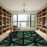Green Emerald Green Geometric Triangle Area Rug
