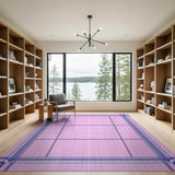 Pink Blue Grid Geometric Modern Area Rug