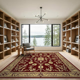 Ornate Red Gold Floral Persian Area Rug