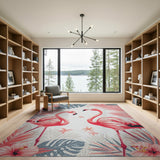 Pink Pink Flamingo Coastal Area Rug