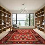 Red Southwestern Geometric Diamond Rug