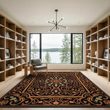 Ornate Orange Floral Persian Area Rug
