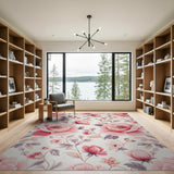 Vintage Pink Peony Floral Floral Vintage Area Rug