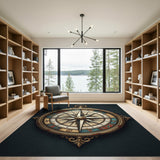 Vintage Nautical Compass Rose Area Rug