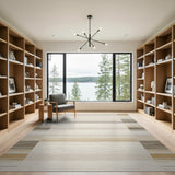 Beige Neutral Striped Geometric Beige and Neutral Area Rug