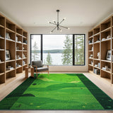 Whimsical Green Hills Kids Rug with Birds Hearts