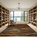 Wavy Tiger Stripe Brown Area Rug