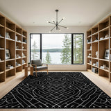 Black and White Maze Intricate Black White Geometric Maze Rug