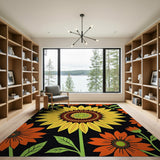 Vibrant Sunflower Area Rug in Yellow Orange