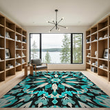 Teal Mandala Boho Area Rug