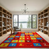 Vibrant ABC Alphabet Kids Kids Cartoon Area Rug