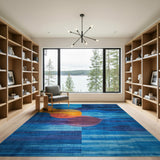 Abstract Blue Orange Geometric Modern Area Rug