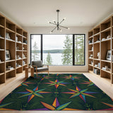 Geometric Modern Rainbow Starburst Geometric Area Rug