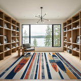Surfboard Sunset Stripe Coastal Rug