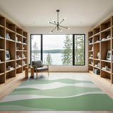 Mint Green Layered Hills Abstract Area Rug