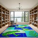 Playful Cartoon Frogs Area Rug