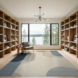 Abstract Navy Teal Curve Modern Area Rug