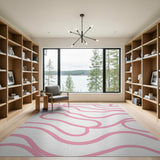Pink Fluid Pink Waves Abstract Area Rug