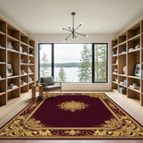 Red Gold Ornate Medallion Persian Area Rug
