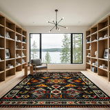 Multi-color and Patterns Bold Southwestern Geometric Area Rug Black Orange