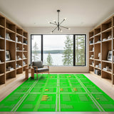 Green Pixelated City Map Area Rug