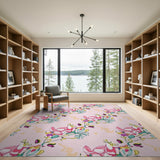 Vibrant Pink Floral Bloom Area Rug