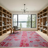 Pink Cherry Blossom Striped Area Rug