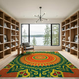Multi-color and Patterns Vibrant Mandala Multi-Color Area Rug